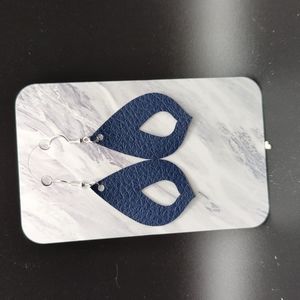 Blue faux leather earrings